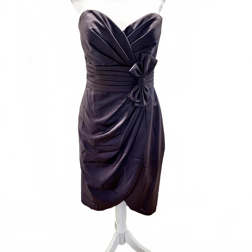 NWT Liz Fields Purple Satin Dress Ruched Pleated Size 12